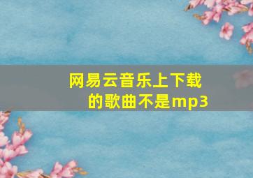 网易云音乐上下载的歌曲不是mp3