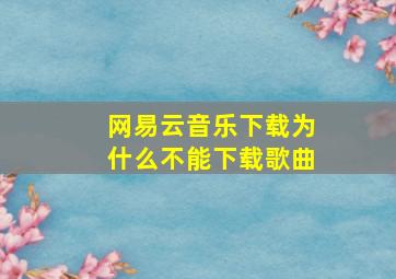 网易云音乐下载为什么不能下载歌曲