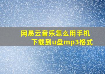 网易云音乐怎么用手机下载到u盘mp3格式