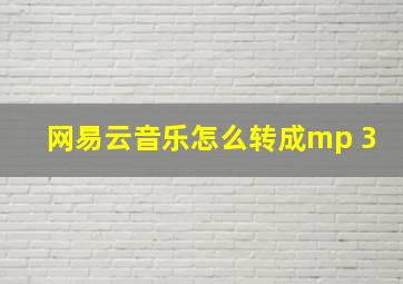 网易云音乐怎么转成mp 3