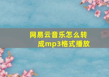 网易云音乐怎么转成mp3格式播放