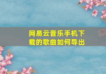 网易云音乐手机下载的歌曲如何导出