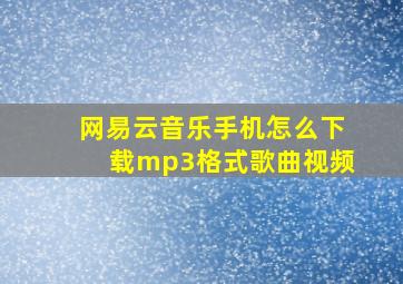 网易云音乐手机怎么下载mp3格式歌曲视频