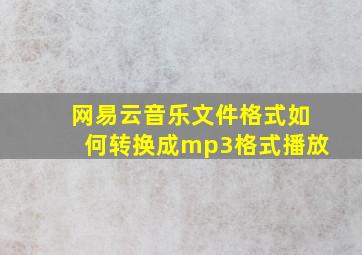 网易云音乐文件格式如何转换成mp3格式播放