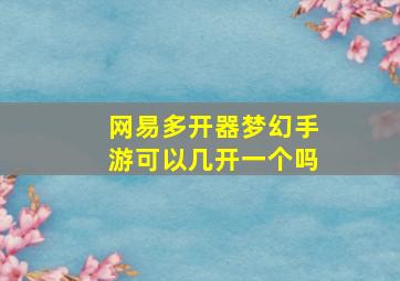 网易多开器梦幻手游可以几开一个吗