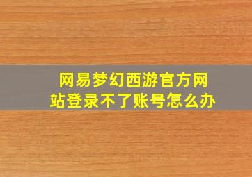 网易梦幻西游官方网站登录不了账号怎么办