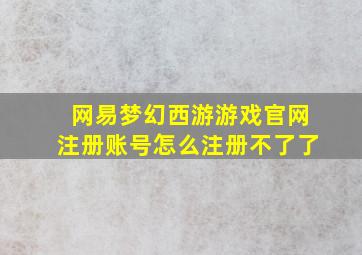 网易梦幻西游游戏官网注册账号怎么注册不了了