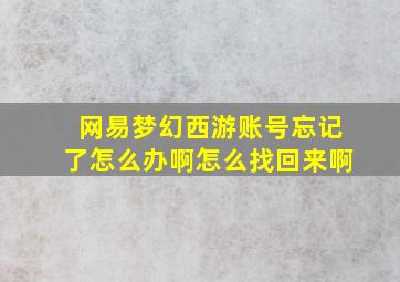 网易梦幻西游账号忘记了怎么办啊怎么找回来啊