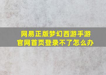 网易正版梦幻西游手游官网首页登录不了怎么办