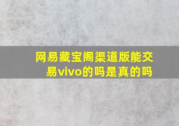 网易藏宝阁渠道版能交易vivo的吗是真的吗