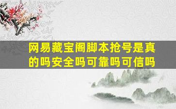 网易藏宝阁脚本抢号是真的吗安全吗可靠吗可信吗