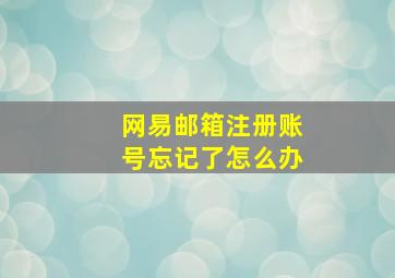 网易邮箱注册账号忘记了怎么办