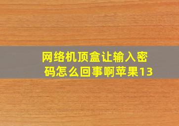 网络机顶盒让输入密码怎么回事啊苹果13