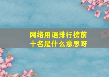 网络用语排行榜前十名是什么意思呀