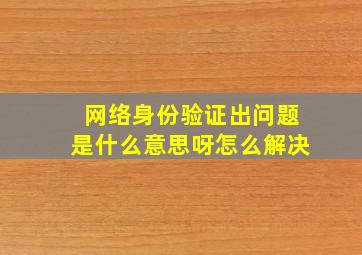 网络身份验证出问题是什么意思呀怎么解决