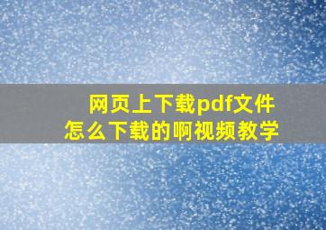 网页上下载pdf文件怎么下载的啊视频教学