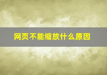 网页不能缩放什么原因