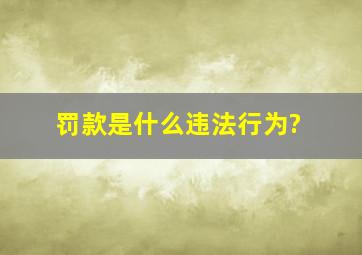 罚款是什么违法行为?