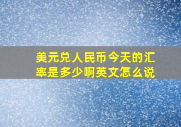 美元兑人民币今天的汇率是多少啊英文怎么说