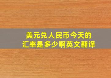 美元兑人民币今天的汇率是多少啊英文翻译