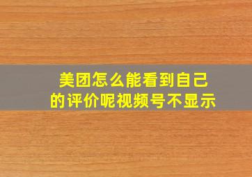 美团怎么能看到自己的评价呢视频号不显示