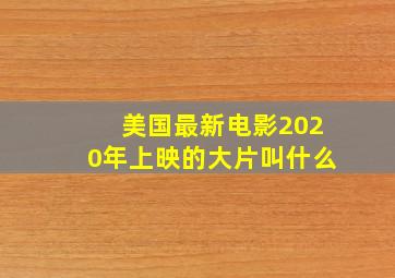 美国最新电影2020年上映的大片叫什么