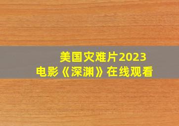 美国灾难片2023电影《深渊》在线观看