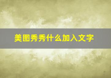 美图秀秀什么加入文字