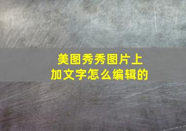 美图秀秀图片上加文字怎么编辑的