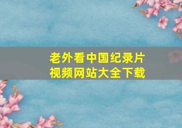 老外看中国纪录片视频网站大全下载