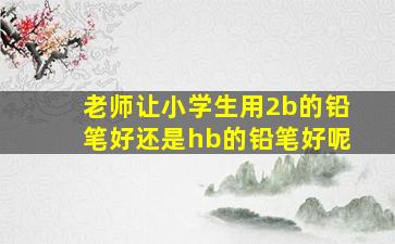 老师让小学生用2b的铅笔好还是hb的铅笔好呢