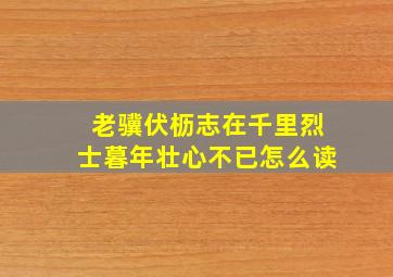 老骥伏枥志在千里烈士暮年壮心不已怎么读