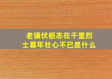 老骥伏枥志在千里烈士暮年壮心不已是什么