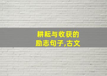 耕耘与收获的励志句子,古文