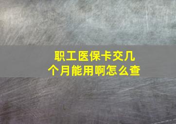 职工医保卡交几个月能用啊怎么查