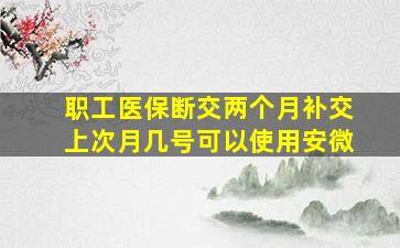 职工医保断交两个月补交上次月几号可以使用安微