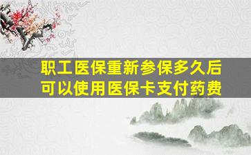 职工医保重新参保多久后可以使用医保卡支付药费