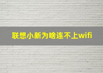 联想小新为啥连不上wifi