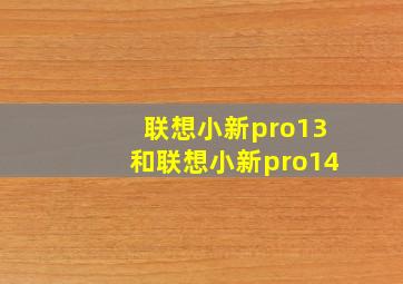 联想小新pro13和联想小新pro14