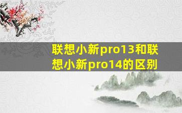 联想小新pro13和联想小新pro14的区别