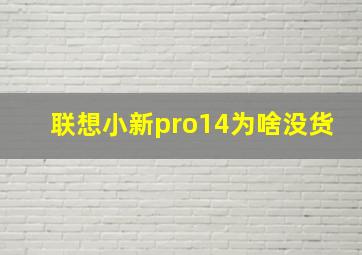 联想小新pro14为啥没货