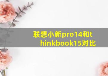 联想小新pro14和thinkbook15对比