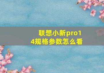 联想小新pro14规格参数怎么看