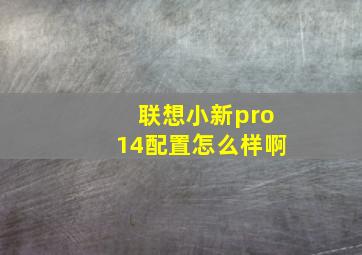 联想小新pro14配置怎么样啊