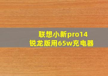 联想小新pro14锐龙版用65w充电器