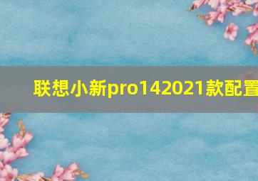 联想小新pro142021款配置