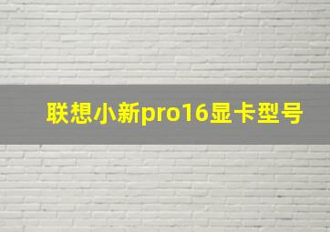 联想小新pro16显卡型号