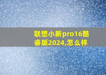 联想小新pro16酷睿版2024,怎么样