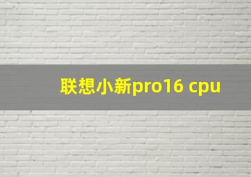 联想小新pro16 cpu