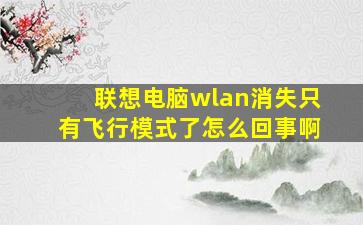 联想电脑wlan消失只有飞行模式了怎么回事啊